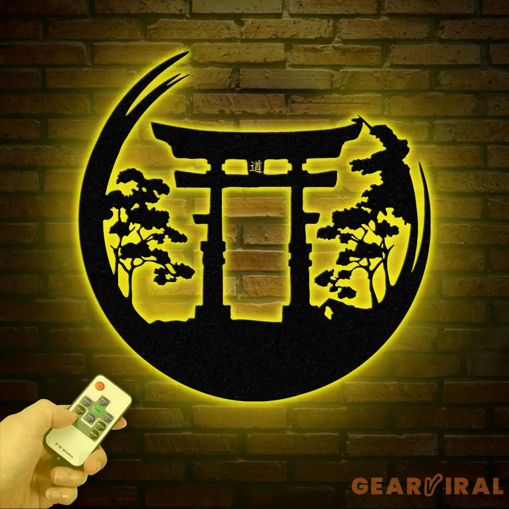 Bonsai Tree with Torii Gate Metal Wall Decor Japanese Bedroom Decor Inspirational Wall Art Sanmon Bonsai Tree Sign