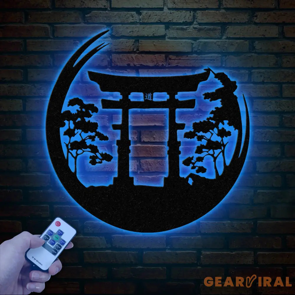 Bonsai Tree with Torii Gate Metal Wall Decor Japanese Bedroom Decor Inspirational Wall Art Sanmon Bonsai Tree Sign