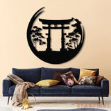 Bonsai Tree with Torii Gate Metal Wall Decor Japanese Bedroom Decor Inspirational Wall Art Sanmon Bonsai Tree Sign