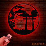 Bonsai Tree with Torii Gate Metal Wall Decor Japanese Bedroom Decor Inspirational Wall Art Sanmon Bonsai Tree Sign