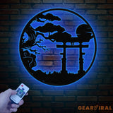 Bonsai Tree with Torii Gate Metal Wall Decor Japanese Bedroom Decor Inspirational Wall Art Sanmon Bonsai Tree Sign