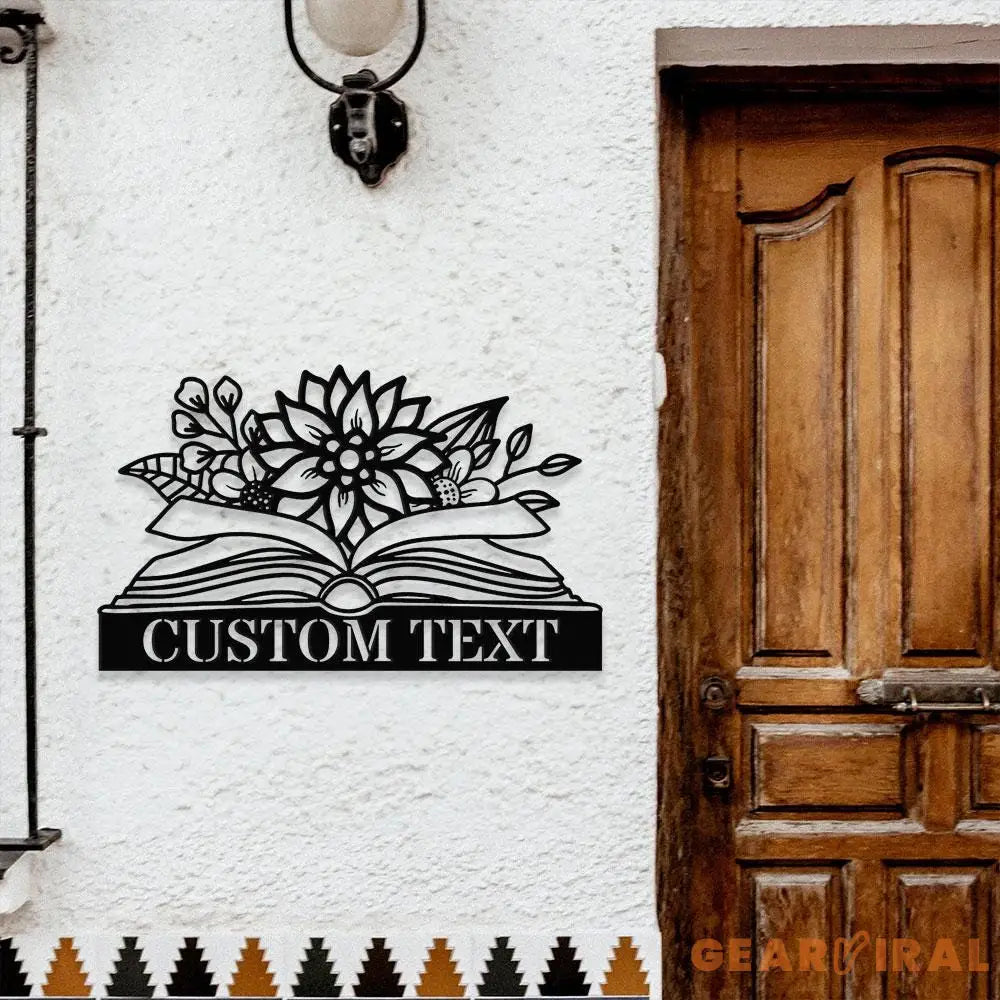 Book Lovers Monogram Metal Sign Personalized Family Name Led Metal Sign Outdoor Door Decor Book Wall Art Gift for