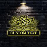 Book Lovers Monogram Metal Sign Personalized Family Name Led Metal Sign Outdoor Door Decor Book Wall Art Gift for