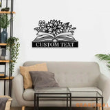 Book Lovers Monogram Metal Sign Personalized Family Name Led Metal Sign Outdoor Door Decor Book Wall Art Gift for
