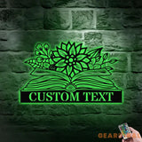 Book Lovers Monogram Metal Sign Personalized Family Name Led Metal Sign Outdoor Door Decor Book Wall Art Gift for