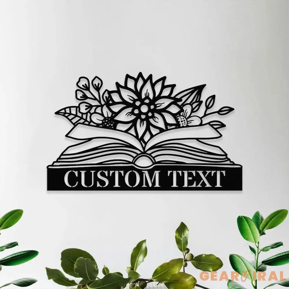Book Lovers Monogram Metal Sign Personalized Family Name Led Metal Sign Outdoor Door Decor Book Wall Art Gift for