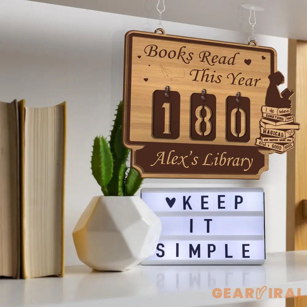 Books Read This Year Tracker – Custom bookshelf counter, unique bookish gift for readers, reading challenge, Yearly bookshelf counter