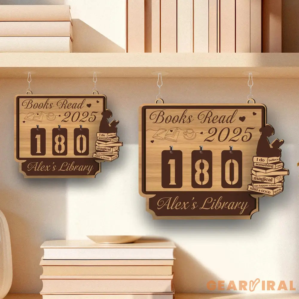 Books Read This Year Tracker – Custom bookshelf counter, unique bookish gift for readers, reading challenge, Yearly bookshelf counter