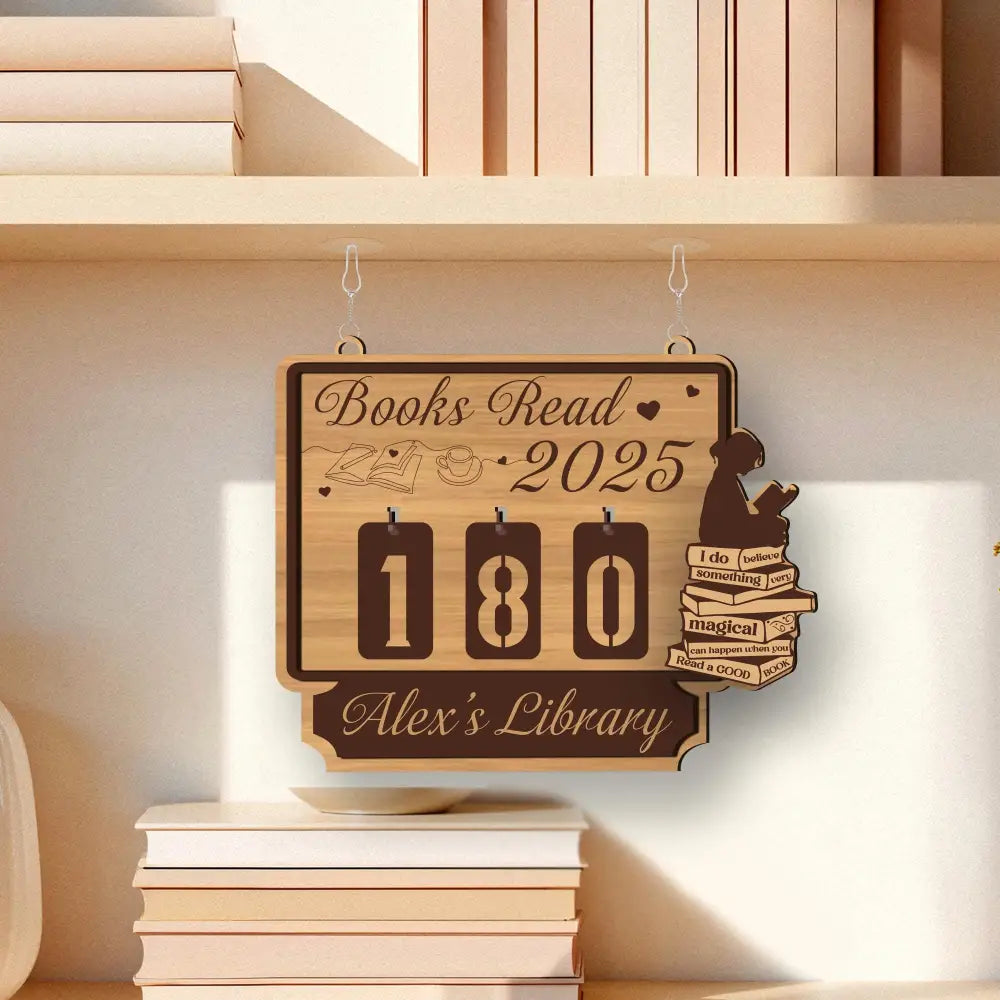 Books Read This Year Tracker – Custom bookshelf counter, unique bookish gift for readers, reading challenge, Yearly bookshelf counter