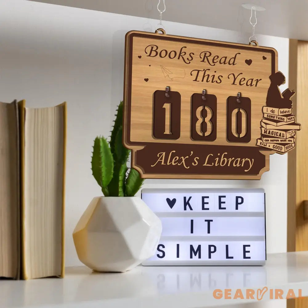 Books Read This Year Tracker – Custom bookshelf counter, unique bookish gift for readers, reading challenge, Yearly bookshelf counter