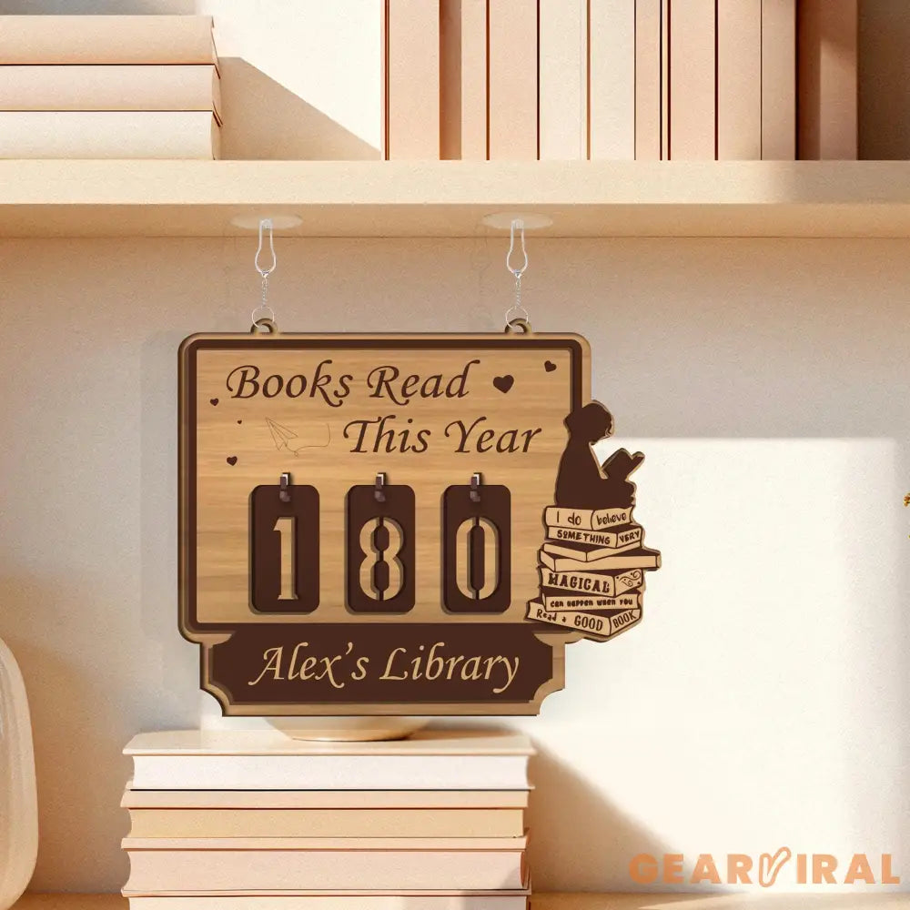 Books Read This Year Tracker – Custom bookshelf counter, unique bookish gift for readers, reading challenge, Yearly bookshelf counter
