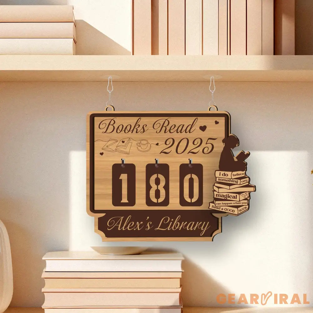 Books Read This Year Tracker – Custom bookshelf counter, unique bookish gift for readers, reading challenge, Yearly bookshelf counter