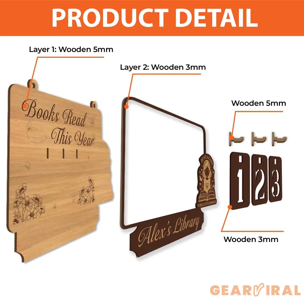 Books Read This Year Tracker – “Just a Girl Who Loves Books” Quote, Book Tracker, Bookshelf Decor, Book End, Reader Gift, Book Lover