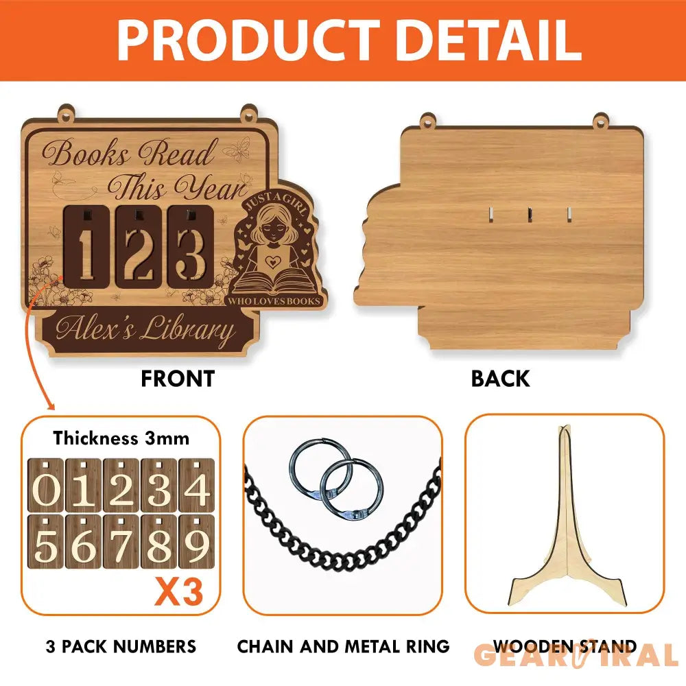 Books Read This Year Tracker – “Just a Girl Who Loves Books” Quote, Book Tracker, Bookshelf Decor, Book End, Reader Gift, Book Lover