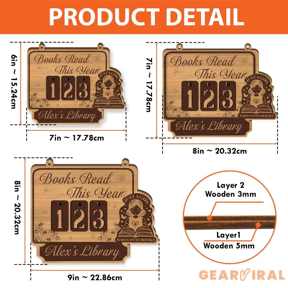 Books Read This Year Tracker – “Just a Girl Who Loves Books” Quote, Book Tracker, Bookshelf Decor, Book End, Reader Gift, Book Lover