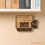 Books Read This Year Tracker – Wooden Dragon and Castle Library Sign, Personalized Book Counter, Fantasy Book Lover Gift Decor
