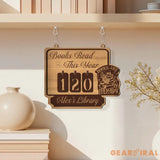 Books Read This Year Tracker – Wooden Sign with “Books Are My Therapy” Quote, Personalized Library Counter, Gothic Book Lover Gift