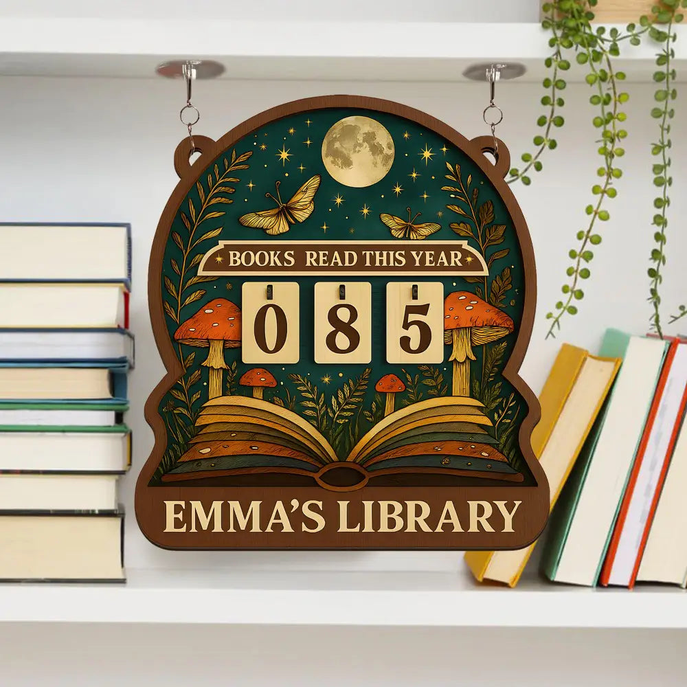 Books Read Tracker, Books Read This Year, Bookish Decor, Bookshelf Counter with Name, Custom Reader Gift, Birthday Gift for Book Lover