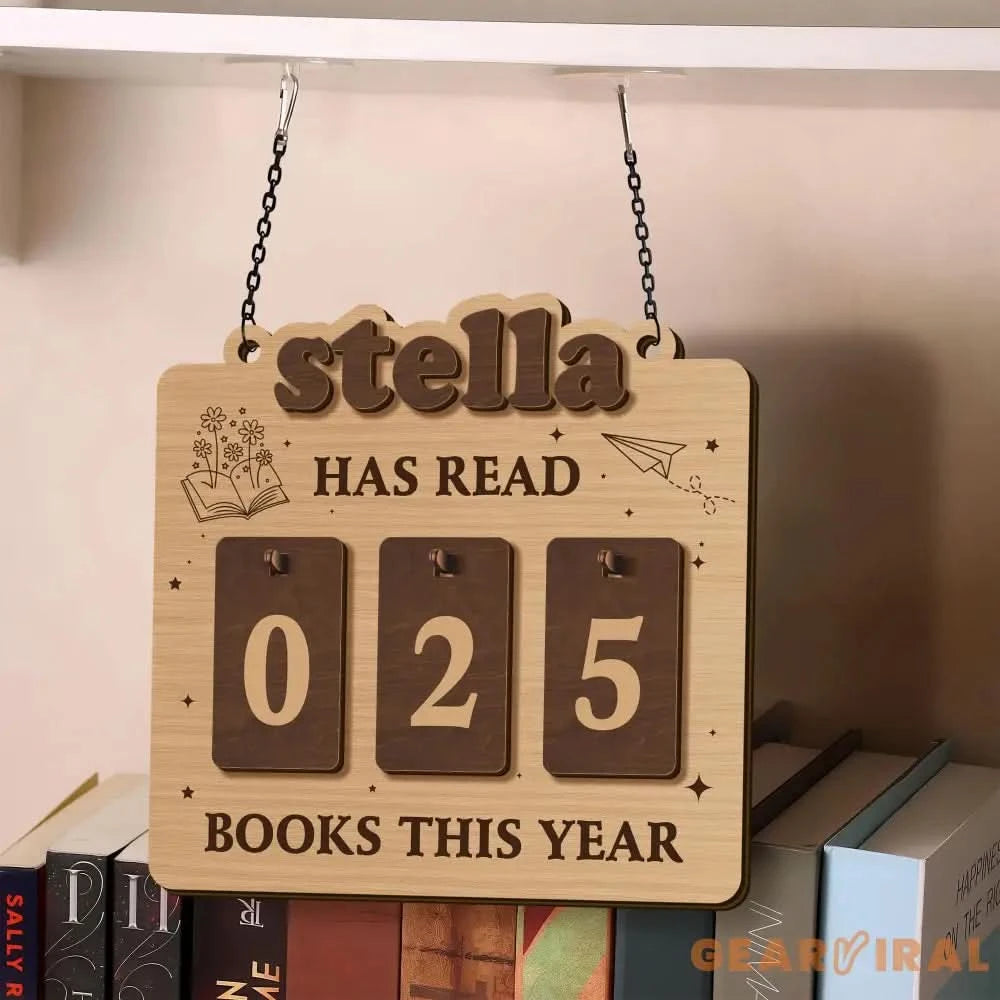 Books Read Tracker, Books Read This Year, Bookshelf Counter with Name, Bookish Decor, Bookish Gift, Gift for Readers, Book Lover Custom Gift