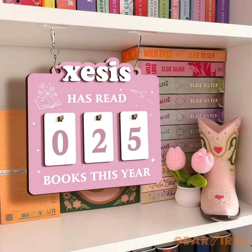 Books Read Tracker, Books Read This Year, Bookshelf Counter with Name, Bookish Decor, Bookish Gift, Gift for Readers, Book Lover Custom Gift
