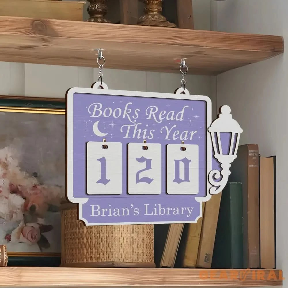 Books Read Tracker, Books Read This Year, Bookshelf Counter with Name, Bookish Decor, Bookish Gift, Gift for Readers, Book Lover Custom Gift