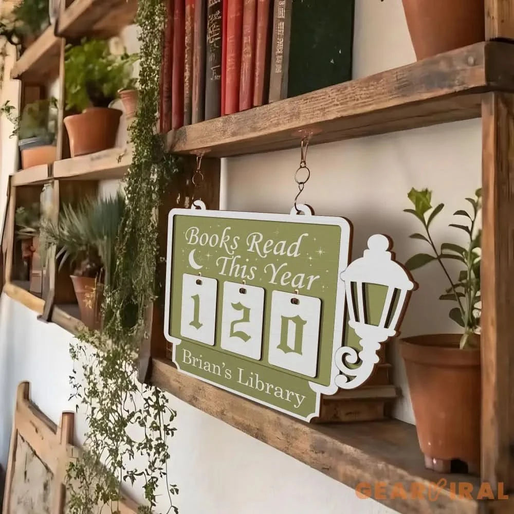 Books Read Tracker, Books Read This Year, Bookshelf Counter with Name, Bookish Decor, Bookish Gift, Gift for Readers, Book Lover Custom Gift