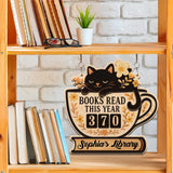 Books Read Tracker With Black Cat, Books Read This Year, Bookish Decor, Bookshelf Counter, Reader Gift, Birthday Gift for Book Lover