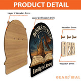 Books To Read Wooden Tracker – Fantasy Castle and Dragon Library Sign, Personalized Book Counter, Unique Gift for Book Lovers
