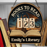 Books To Read Wooden Tracker – Fantasy Castle and Dragon Library Sign, Personalized Book Counter, Unique Gift for Book Lovers
