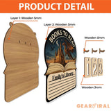 Books To Read Wooden Tracker – Fantasy Dragon and Castle Library Sign with List Section, Personalized Book Counter Gift, Bookish Gift