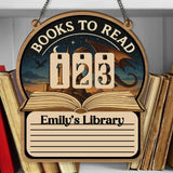 Books To Read Wooden Tracker – Fantasy Dragon and Castle Library Sign with List Section, Personalized Book Counter Gift, Bookish Gift