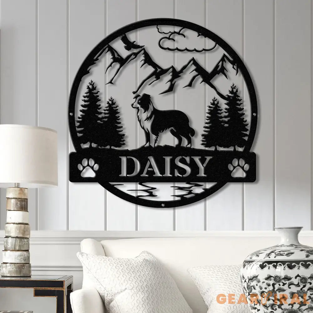 Border Colie Metal Sign Custom Dog Name Sign Sheep Dog Custom Sign Border Colie Wall Decor Dog Lovers Wall Art Pet