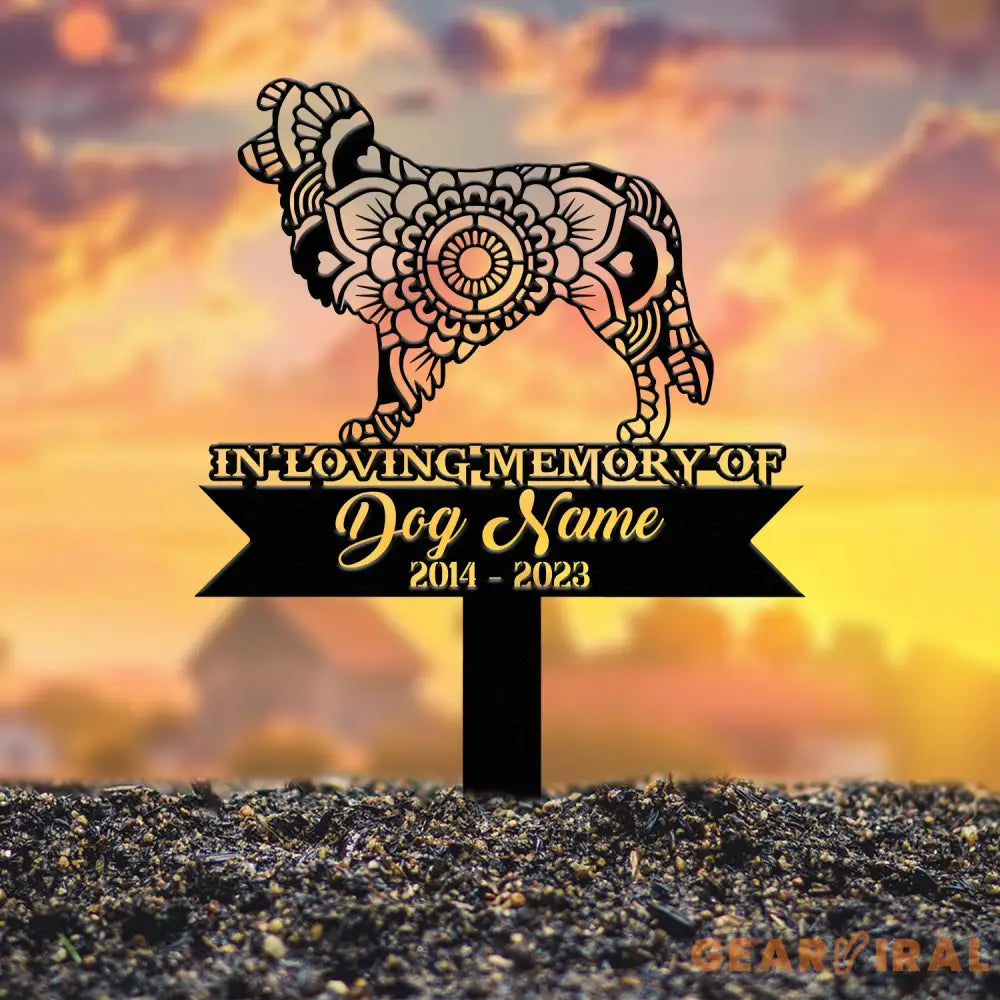 Border Collie Mandala Garden Stake Zentangle Yard Art Dog Garden Sign Pet Grave Marker Border Collie Gift Sympathy Pet