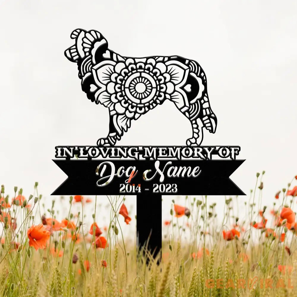 Border Collie Mandala Garden Stake Zentangle Yard Art Dog Garden Sign Pet Grave Marker Border Collie Gift Sympathy Pet