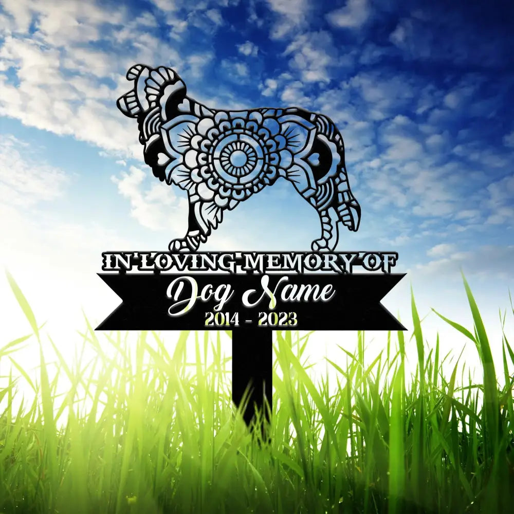 Border Collie Mandala Garden Stake Zentangle Yard Art Dog Garden Sign Pet Grave Marker Border Collie Gift Sympathy Pet