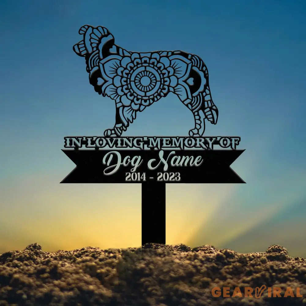 Border Collie Mandala Garden Stake Zentangle Yard Art Dog Garden Sign Pet Grave Marker Border Collie Gift Sympathy Pet
