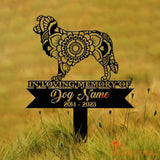 Border Collie Mandala Garden Stake Zentangle Yard Art Dog Garden Sign Pet Grave Marker Border Collie Gift Sympathy Pet