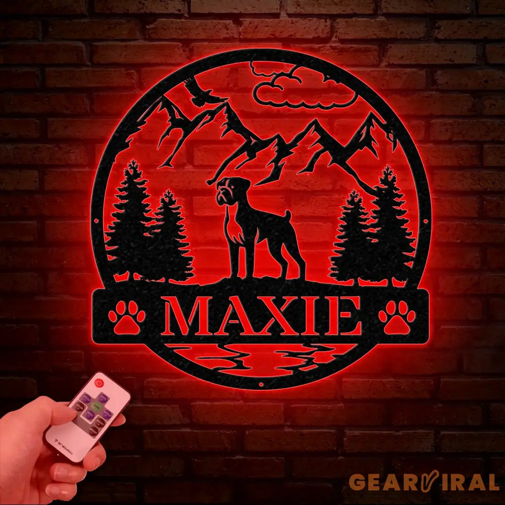 Boxer Metal Sign with Led Lights Custom Dog Name Sign Dog Memorial Gift Boxer Wall Decor Dog Lovers Wall Art Pet Lover