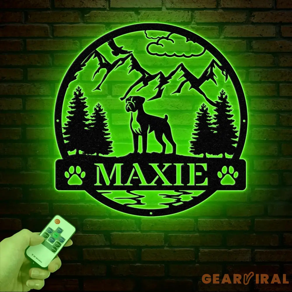 Boxer Metal Sign with Led Lights Custom Dog Name Sign Dog Memorial Gift Boxer Wall Decor Dog Lovers Wall Art Pet Lover