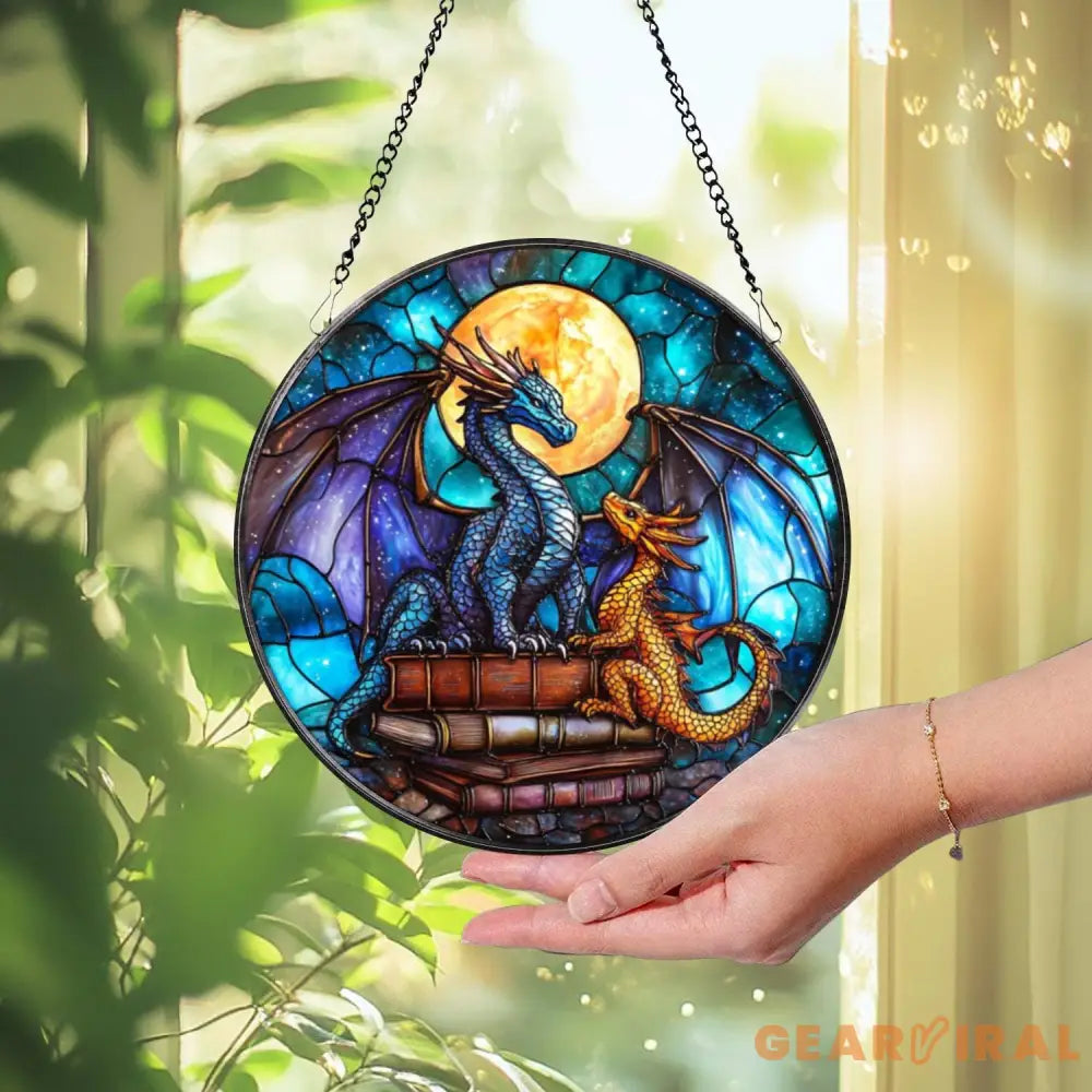 Brave the Dark Glass Suncatcher Fourth Wing Fantasy Ornament,Xaden Riorson Dragon Decor,Bookish Gift for Her Fan Art