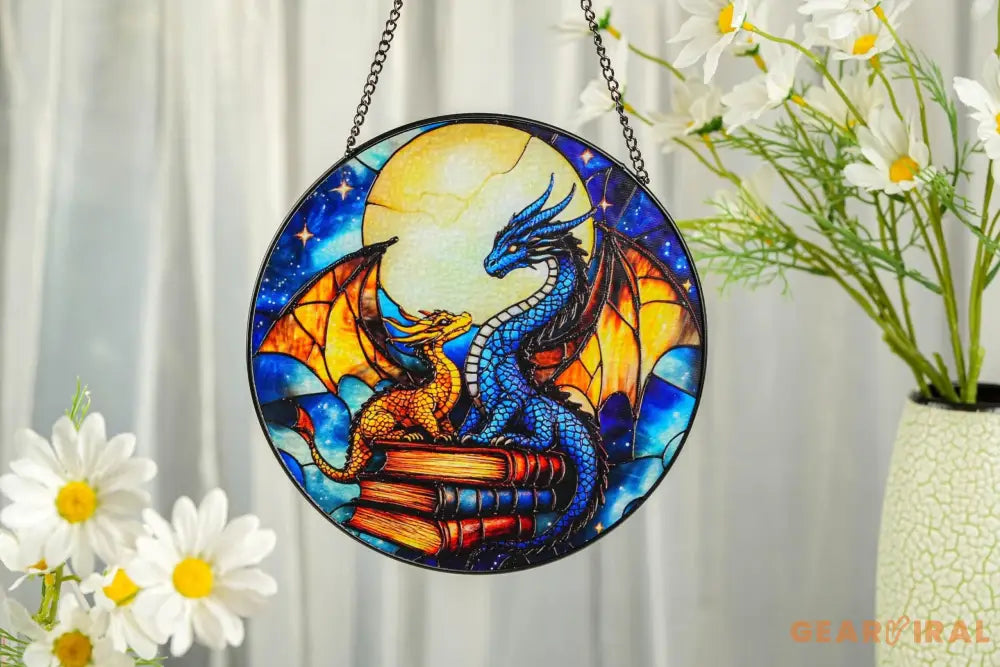 Brave the Dark Glass Suncatcher Fourth Wing Fantasy Ornament,Xaden Riorson Dragon Decor,Bookish Gift for Her Fan Art