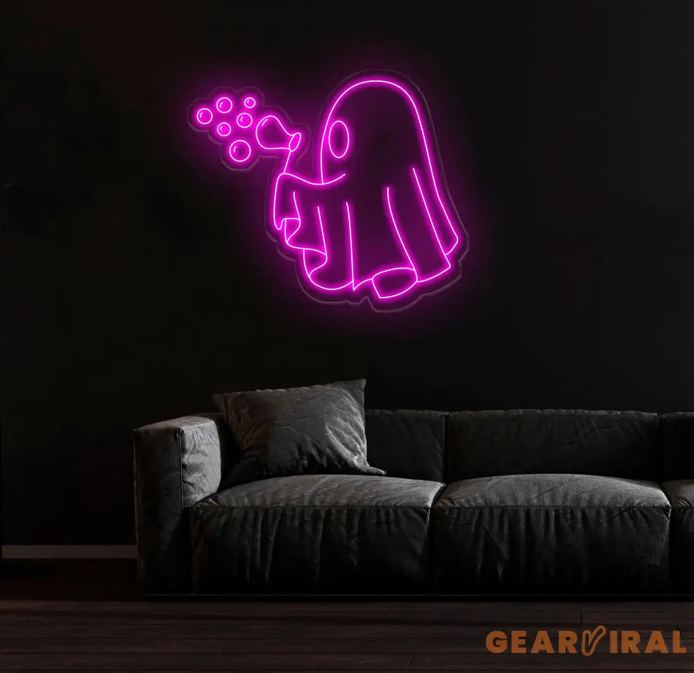 Bubbly Ghost Neon Sign Halloween Ghost LED Light Fun Ghost Bar Decor Custom Neon Wall Art Ghost Party Wall Decor Unique