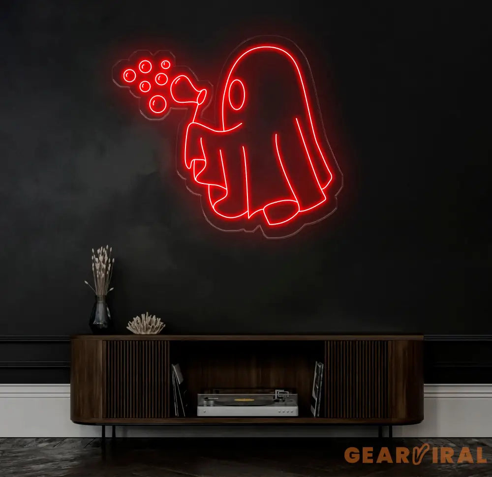 Bubbly Ghost Neon Sign Halloween Ghost LED Light Fun Ghost Bar Decor Custom Neon Wall Art Ghost Party Wall Decor Unique