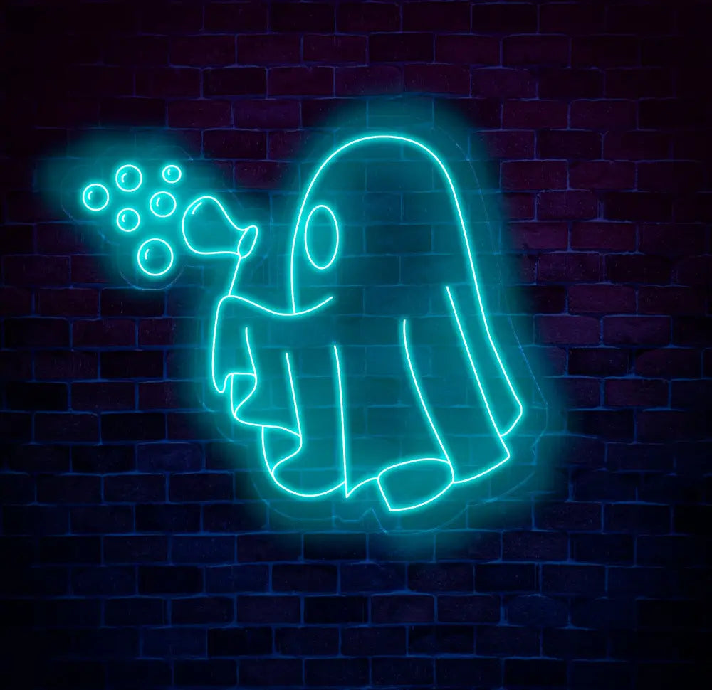 Bubbly Ghost Neon Sign Halloween Ghost LED Light Fun Ghost Bar Decor Custom Neon Wall Art Ghost Party Wall Decor Unique
