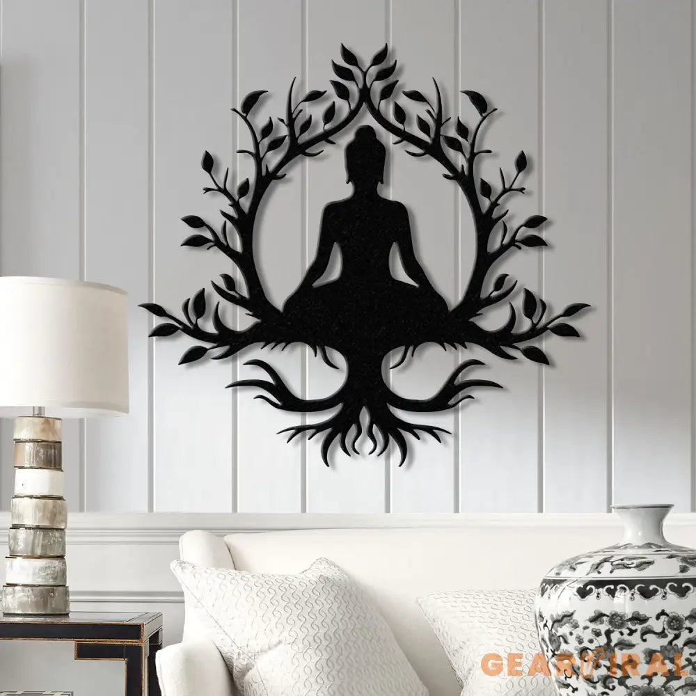 Buddha Metal Wall Art Buddha Tree of Life Zen Wall Art Buddha Wall Decor Buddha Om Metal Sign Meditation Decor Gift