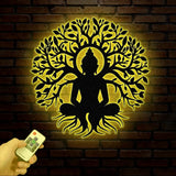 Buddha Metal Wall Art Buddha Tree of Life Zen Wall Art Buddha Wall Decor Buddha Om Metal Sign Meditation Decor Gift