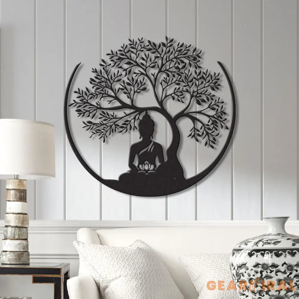 Buddha Metal Wall Art Buddha Tree of Life Zen Wall Art Buddha Wall Decor Buddha Om Metal Sign Meditation Decor Gift