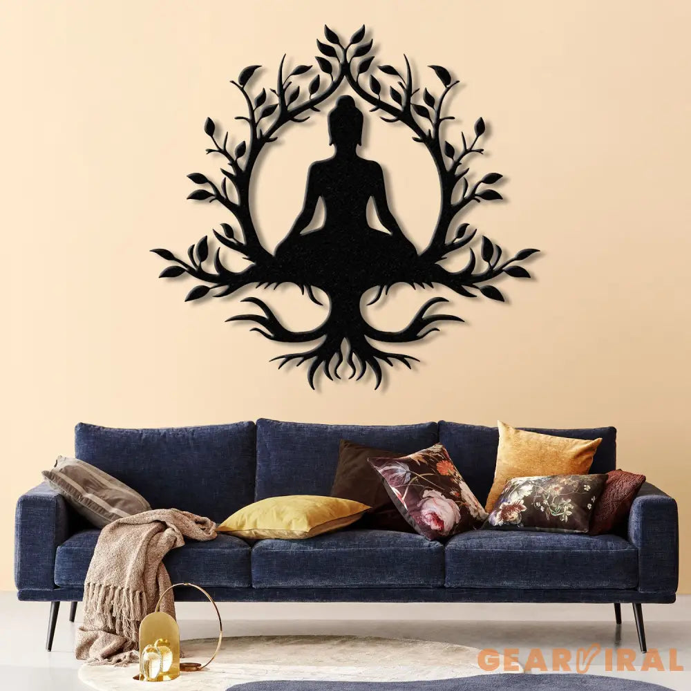 Buddha Metal Wall Art Buddha Tree of Life Zen Wall Art Buddha Wall Decor Buddha Om Metal Sign Meditation Decor Gift