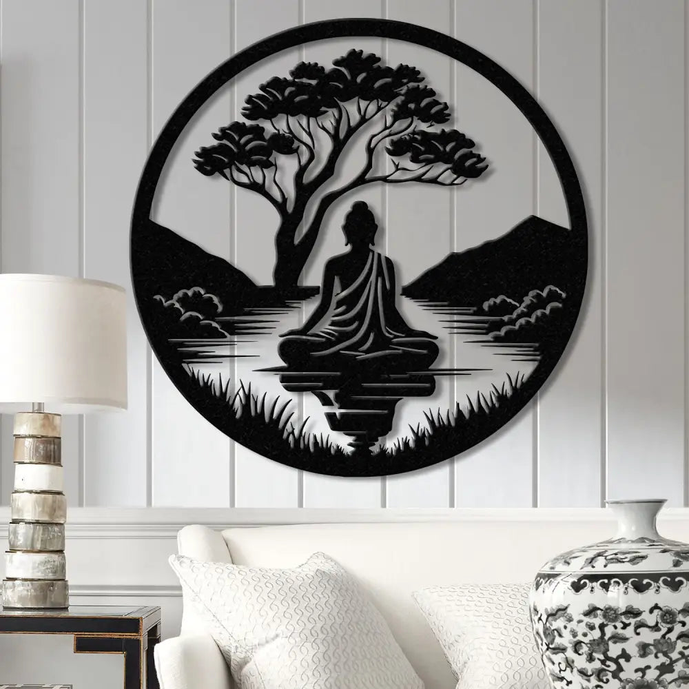 Buddha Metal Wall Art Buddha Tree of Life Zen Wall Art Buddha Wall Decor Buddha Om Metal Sign Meditation Decor Gift