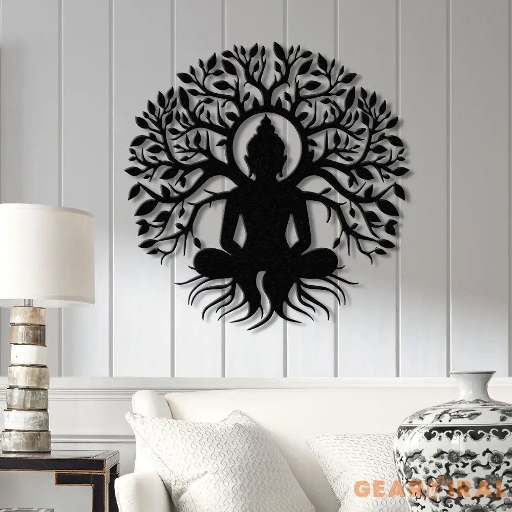 Buddha Metal Wall Art Buddha Tree of Life Zen Wall Art Buddha Wall Decor Buddha Om Metal Sign Meditation Decor Gift